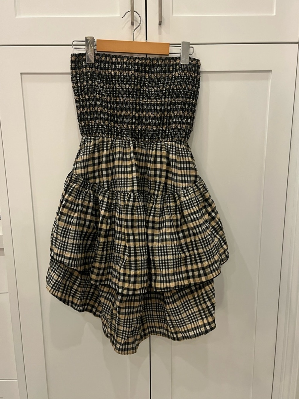 Ganni Strapless Cotton Sun Dress